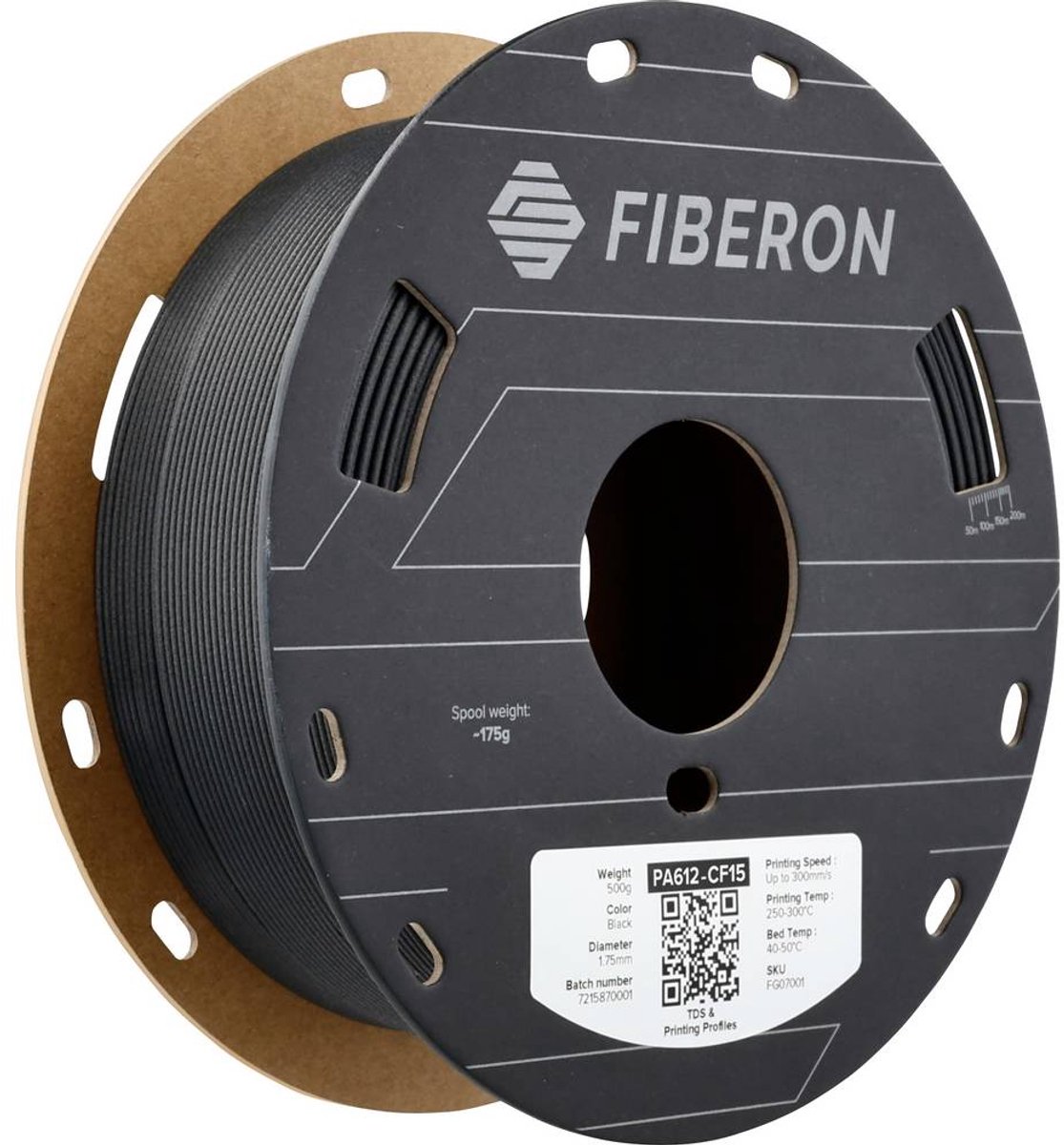 Polymaker FG07001 Fiberon™ PA612-CF15 Filament PA612-CF Koolstofvezelversterkt 1.75 mm 500 g Zwart 1 stuk(s)