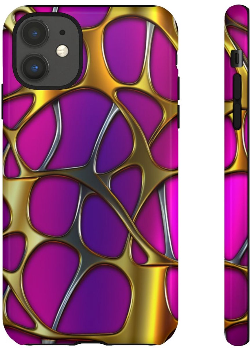 Levendig Metalen Rasterpatroon – Telefoonhoesje Geschikt voor iPhone 11