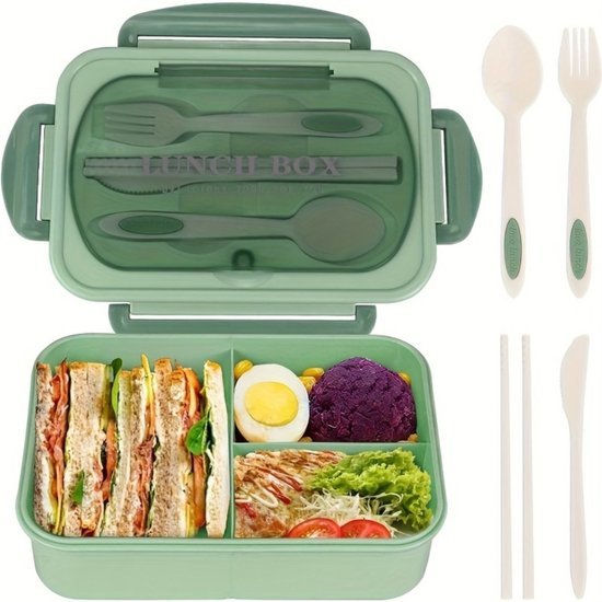 Roestvrijstalen Bento-box met 3 compartimenten - Geïsoleerde lunchbox