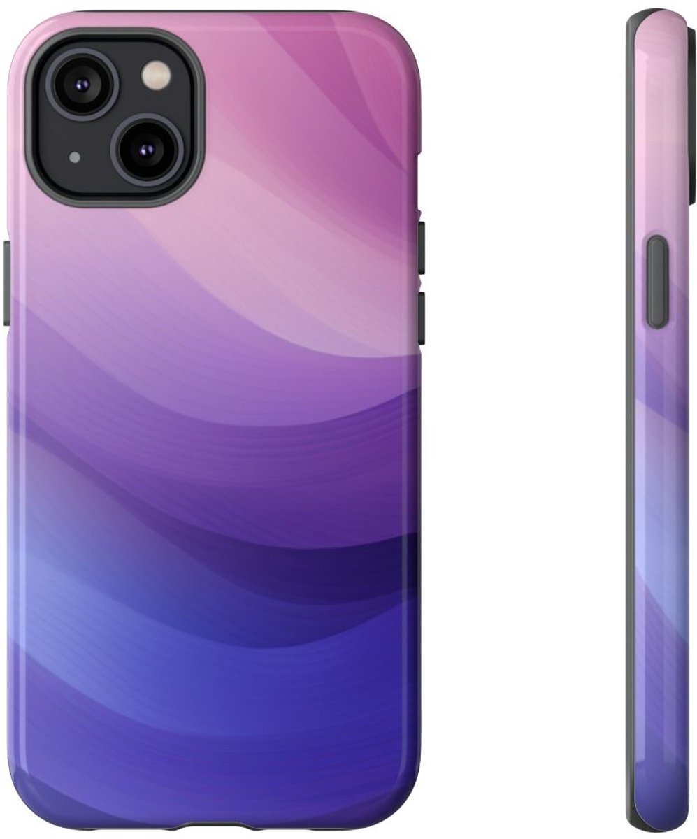 Paarse Gradient Abstracte Golven – Telefoonhoesje Geschikt voor iPhone 14 Plus