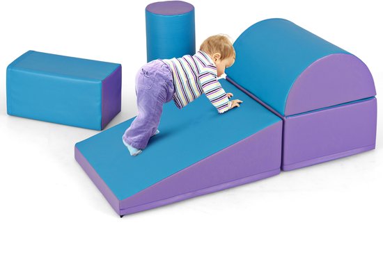 Ensemble de jeu d'escalade et de ramper COSTWAY 5 pièces pour Enfants Blocs de mousse souples et légers pour le développement