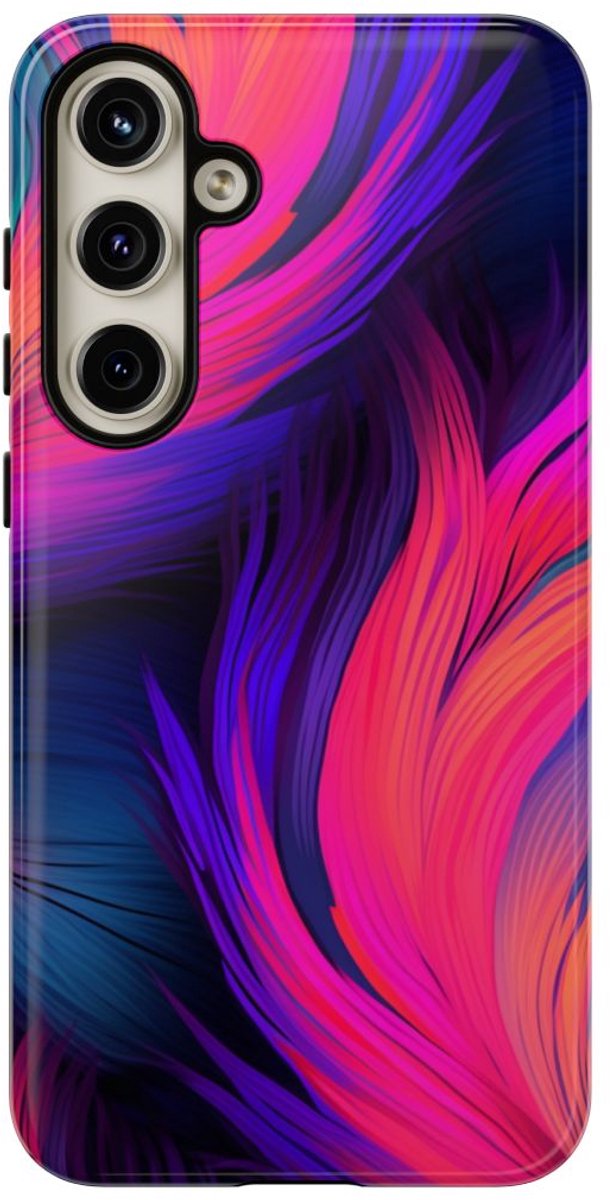 Levendige Neon Abstracte Stroom – Telefoonhoesje Geschikt voor Samsung Galaxy S24 Plus