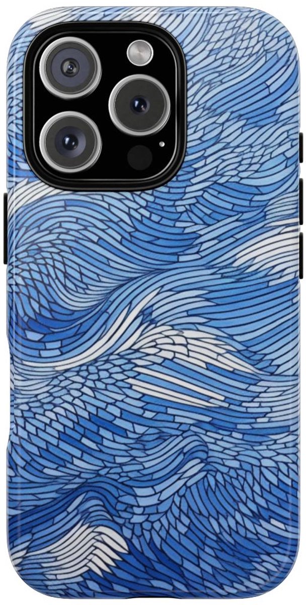 Blauw Abstract Lijnenpatroon – Telefoonhoesje Geschikt voor iPhone 16 Pro