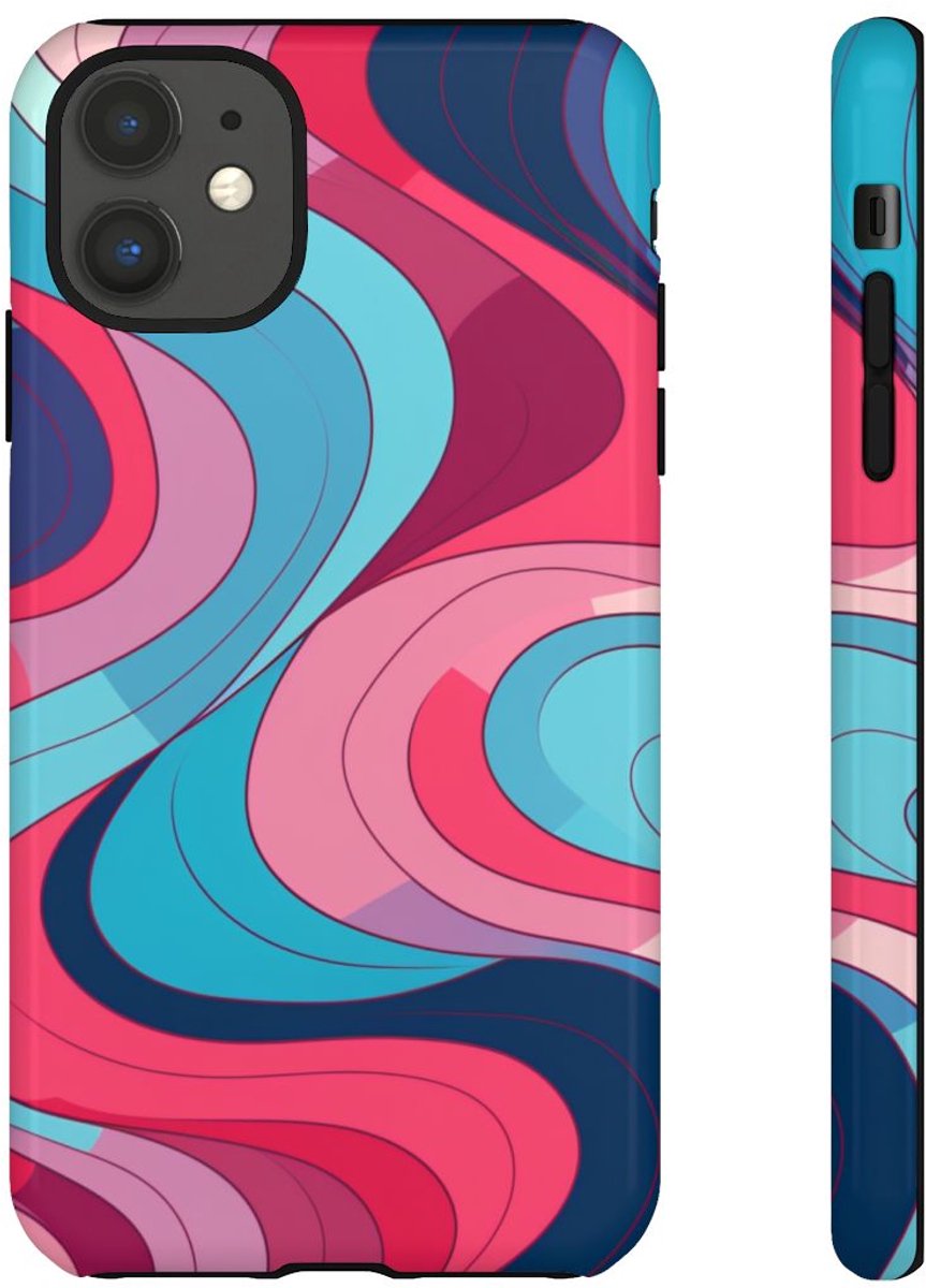 Retro Golvend Abstract Patroon – Telefoonhoesje Geschikt voor iPhone 11