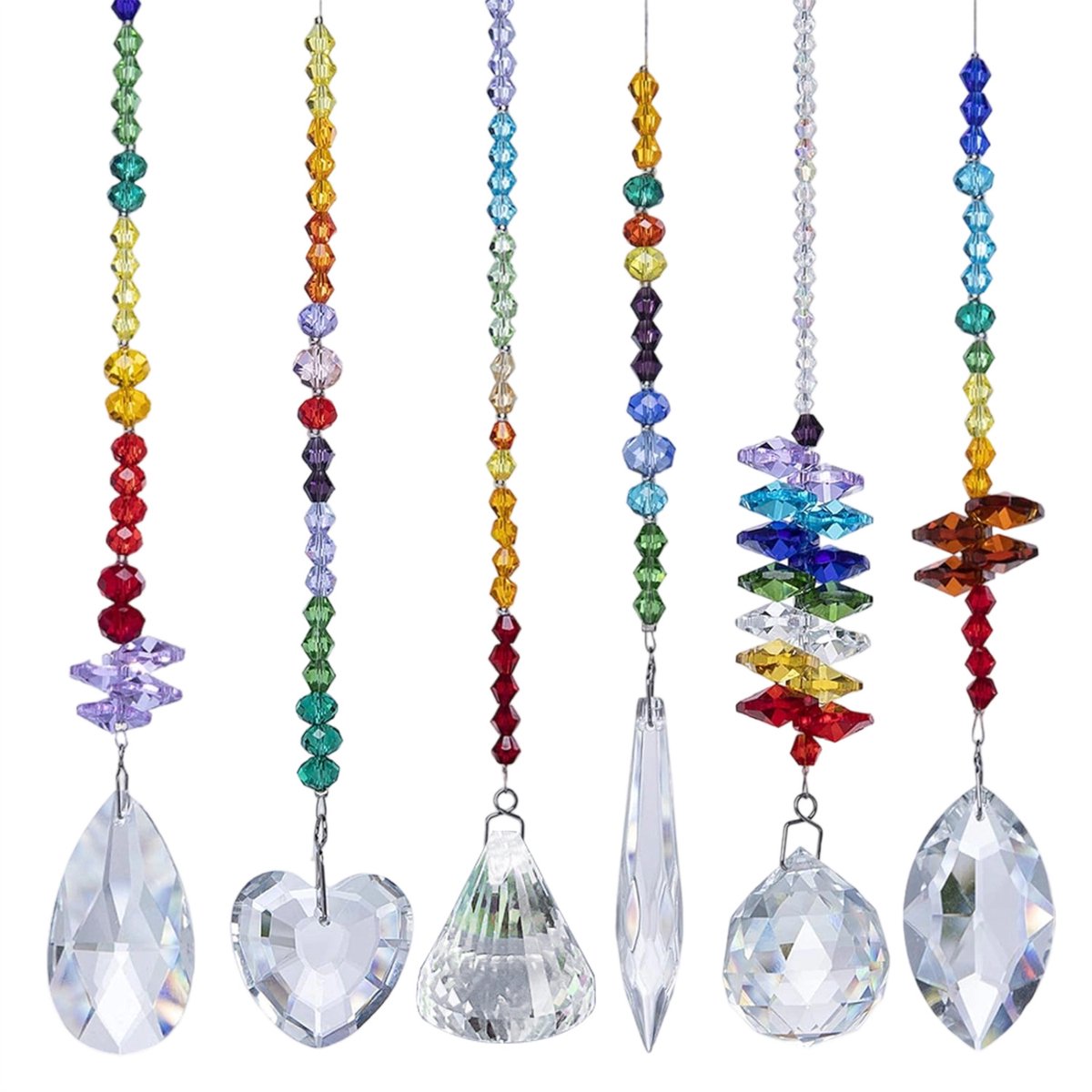 Peysaitr - 6-delige Heldere Kristallen Prism Hangers – Kleurige Kristal Sun Catcher – Zonlicht Opvanger – DIY Binnenhuisdecoratie – Voor Huis, Tuin & Cadeau - 26cm