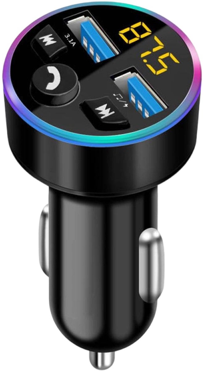 EXCITAT Auto FM zender - Auto audioadapter - Autolader - Bluetooth 5.0 - met dubbele USB