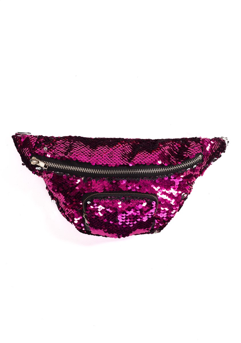 KIMU® Roze Zilver Heuptasje Omkeerbare Pailletten - Sequin Heuptas Fanny Pack - Tas Mermaid Zeemeermin Tasje Glitter Festival