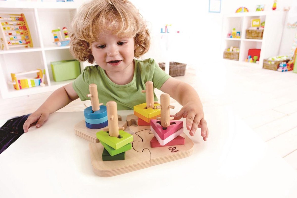 Hape Creatief Steekkralen Puzzel - Houten Vormpuzzel voor Peuters vanaf 18 Maanden, 16 Stukjes — afbeelding 17