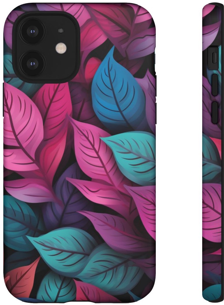 Kleurrijk Abstract Bladerenpatroon – Telefoonhoesje Geschikt voor iPhone 12