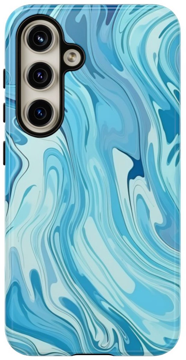 Blauw Suminagashi Marmer Abstract – Telefoonhoesje Geschikt voor Samsung Galaxy S24