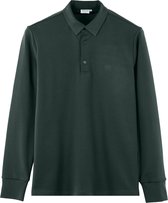 Vercate - Heren Polo Lange Mouw - Strijkvrij Poloshirt - Groen - Turquoise - Slim Fit - Excellent Katoen - Maat L