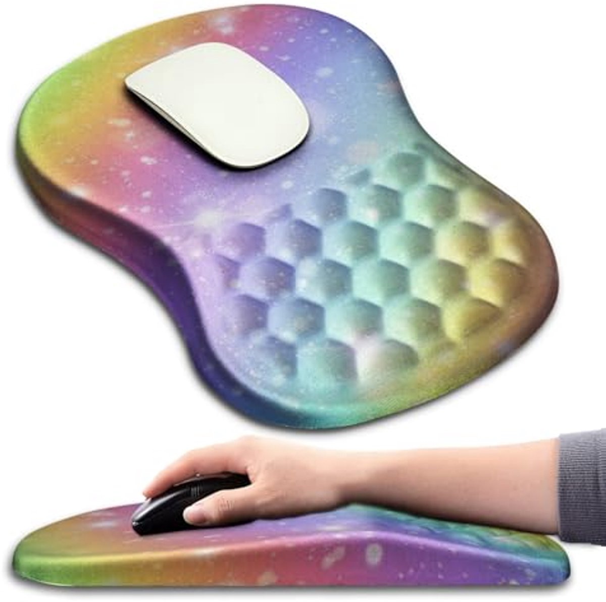 Ergonomische muismat met polssteun en massageontwerp - Pijnverlichting met traagschuim en antislip basis