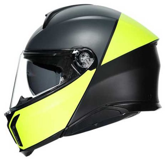 Casque moto AGV Tourmodular Perception noir mat jaune fluo casque système XL