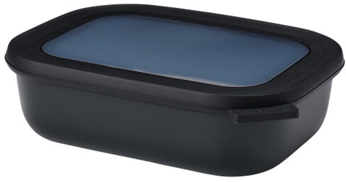 Mepal – Multikom Cirqula rechthoekig 1000 ml – Mag in de vriezer, magnetron en vaatwasser – Nordic black – Geschikt als meal prep bakje