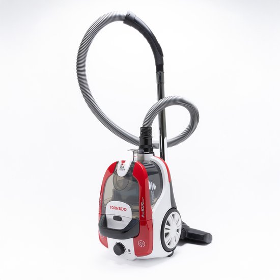 Tornado VCCKC800RCL – Zakloze Stofzuiger - 800W - HEPA-filter – 7m snoer – Rood/Wit