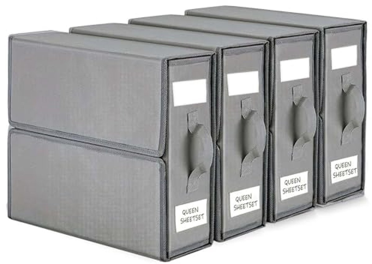 Set van 4 Beddenlakenorganizers - Opvouwbare Beddengoedopslag voor Linnenkast