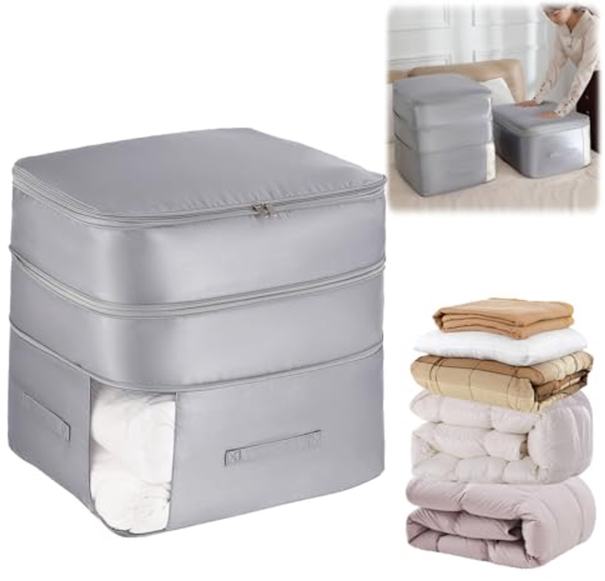 Ruimtebesparende Zelfcomprimerende Opbergtas voor Dekbedden, Kussens en Kleding - 52 x 42 x 50 cm