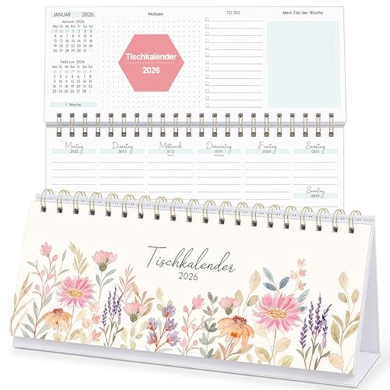 Foto: Bureaukalender 2025 2026 wekelijkse planner met 2 pagina s per week