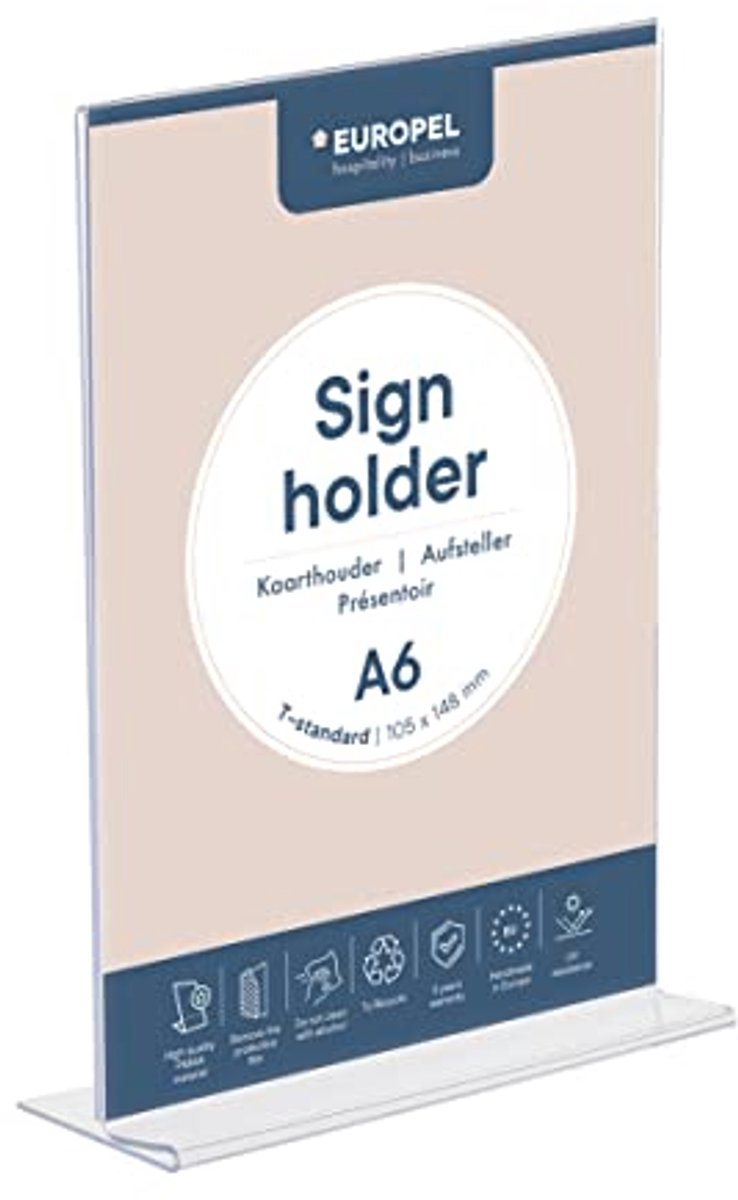 Acryl T-Format A6 Tafelstandaard - Menukaart Houder en Advertentiestandaard