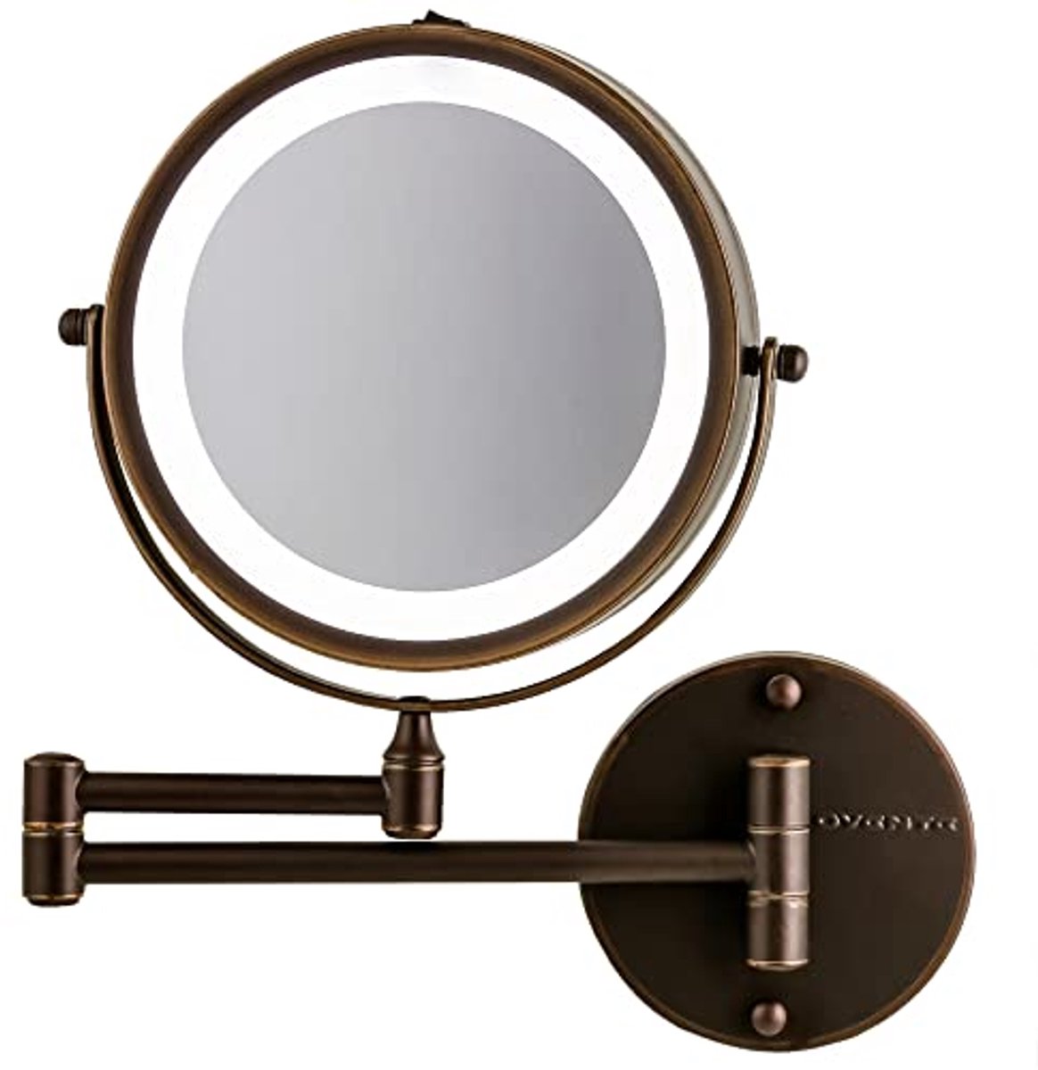 Verlichting Wand Makeup Spiegel 7" met 1X/7X Vergroting – Dubbelzijdig, Draaibaar en Uittrekbaar