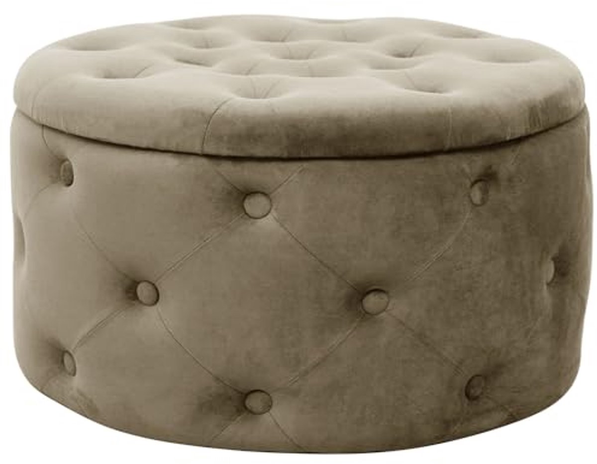Moderne Velvet Ottoman met Opbergruimte | Decoratieve Poef voor Woonkamer en Slaapkamer | Beige