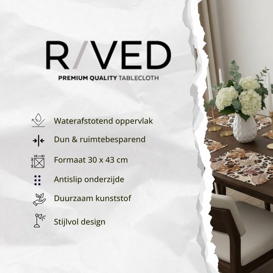 Raved Napperons Britt - Set de 6 Léopard - Beige - Table à manger - Sous-couche - Hydrofuge