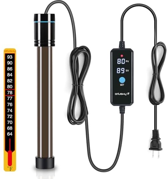 hygger Aquariumverwarmingselement, 1000 W, instelbare digitale verwarming voor aquarium, onderdompelbare aquariumverwarming met led-externe bediening, aquariumverwarmer voor 492-984 l