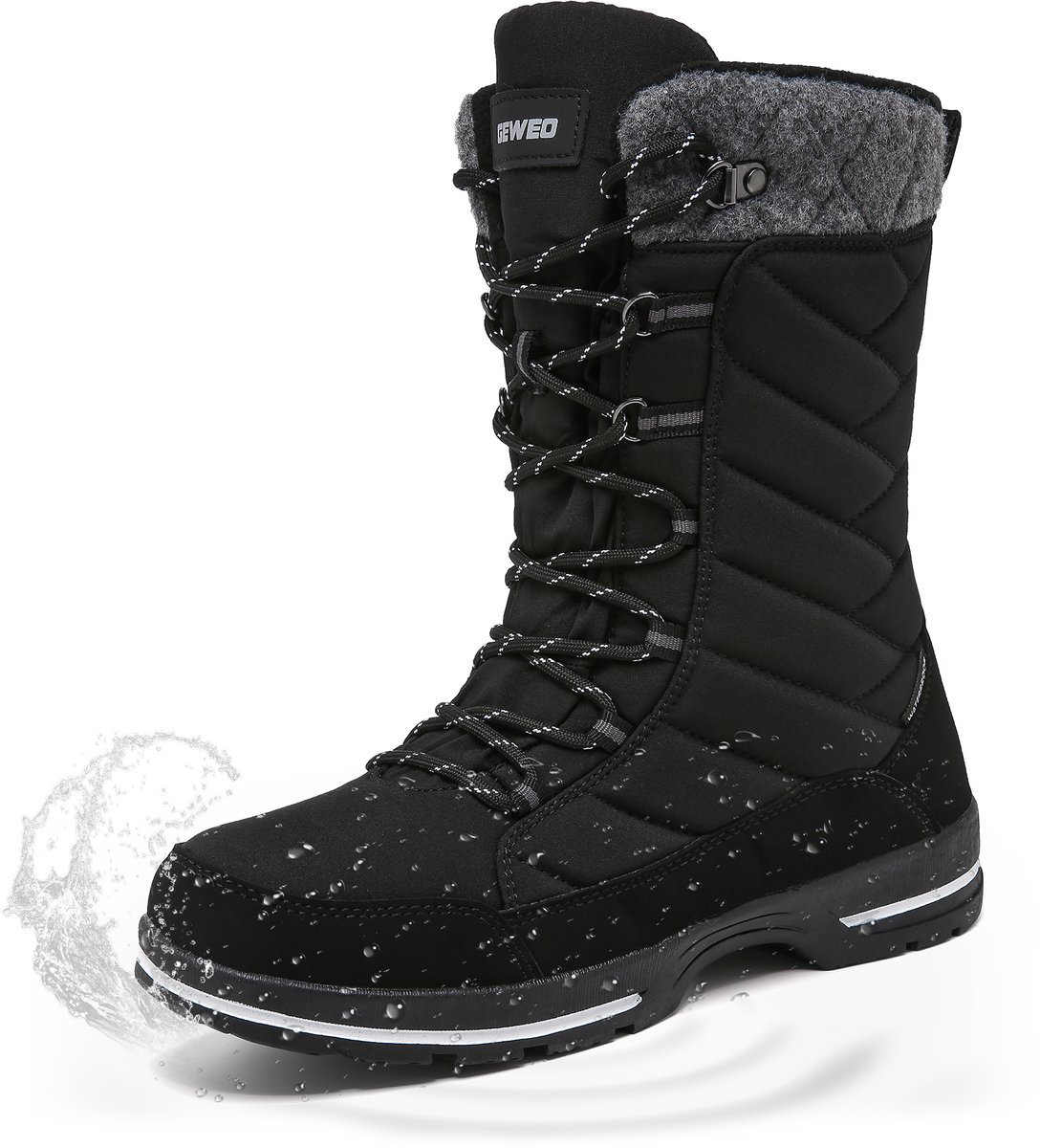 Winter Sneeuwlaars Dames - Waterdichte Sneeuwlaarzen - Winter Fleece Gevoerd Warme Winterlaarzen - Snowboots Antislip Outdoor - Zwart - Maat 38