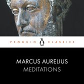 Bronzen buste van Marcus Aurelius, met de tekst Penguin Classics Meditations.