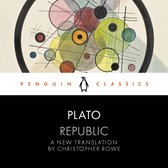 Couverture du livre La République de Platon, avec des cercles et des lignes abstraits, et le logo Penguin Classics.