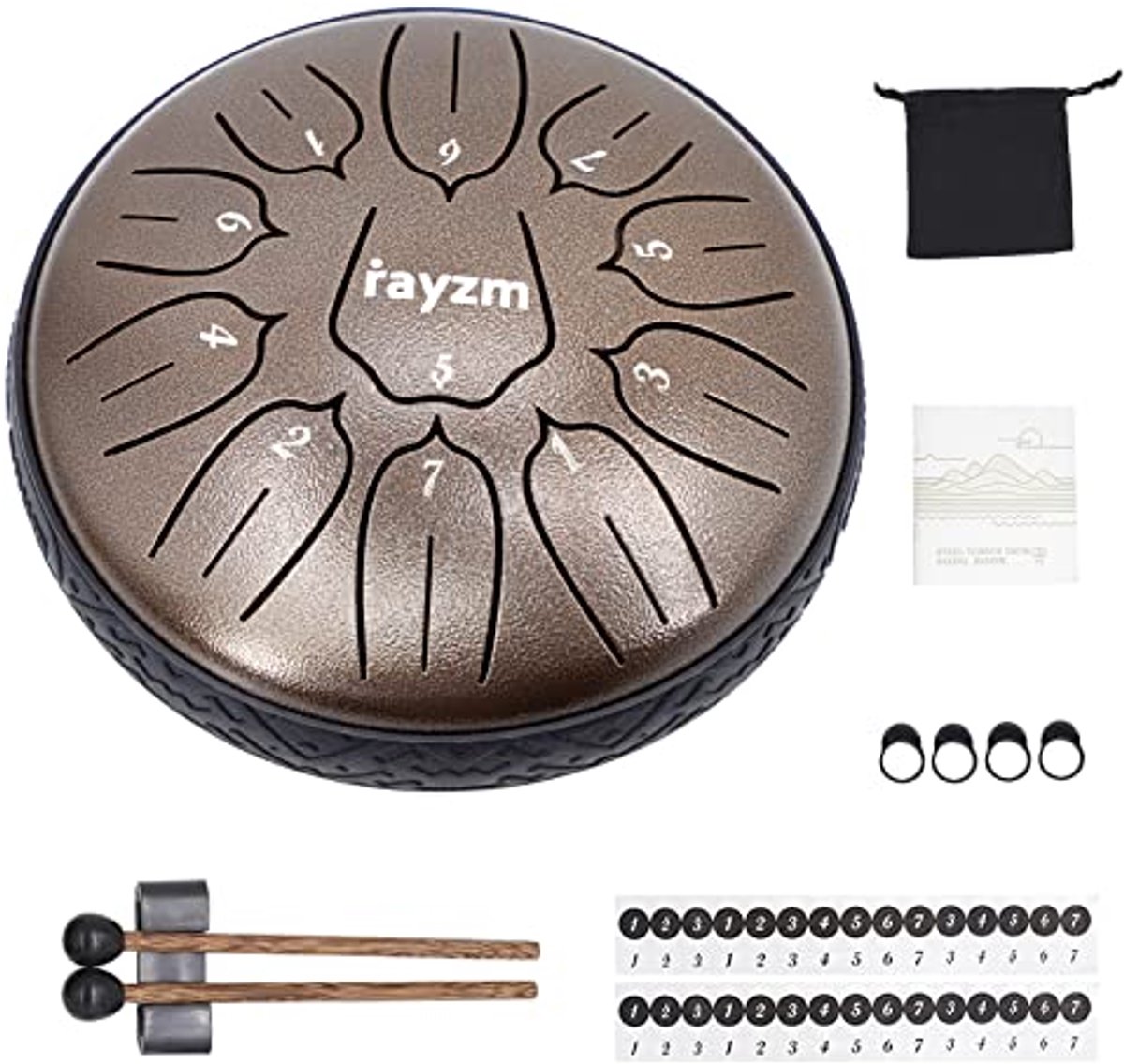 Rayzm Stalen Tong Drum, 6-inch handpantankdrumstel met 11 noten, koolstofstaal, D-Key percussie-instrument