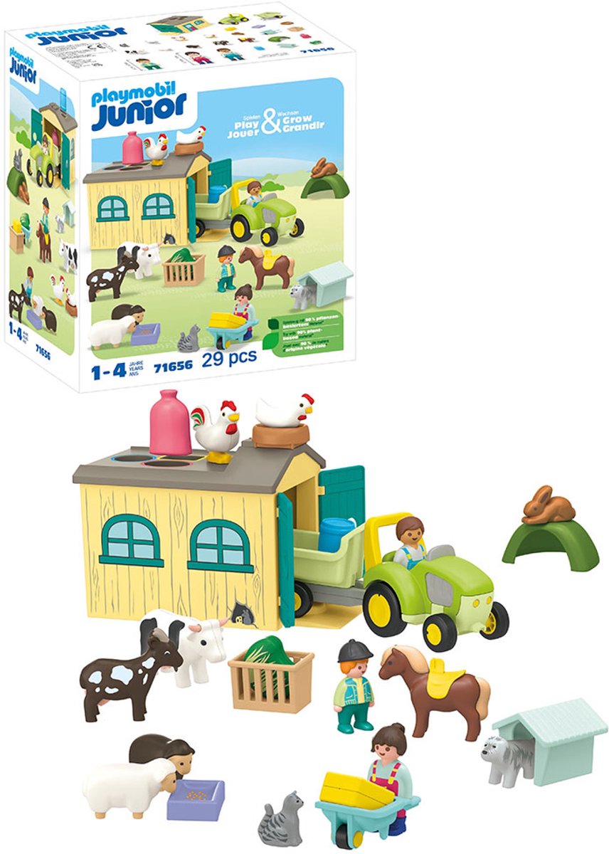 PLAYMOBIL Junior PROMO: Boerderijavontuur met tractor, aanhanger en dieren vrienden - 71656 — afbeelding 13