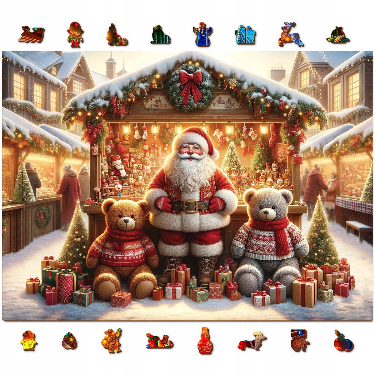 Houten Kerstpuzzel 1000 Stukjes - Kerstmarkt