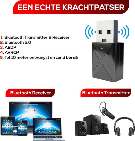 Luving™ - M138 - 2 in 1 USB Bluetooth Zender & Ontvanger - Wireless Transmitter & Receiver - Handsfree Bellen - Audio Adapter van Luving — afbeelding 2