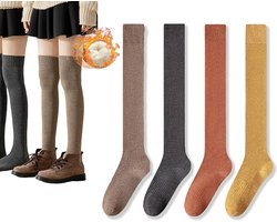 4 paar - Overknee sokken - Dijhoge sokken - Warme wintersokken - Geschikt voor laarzen
