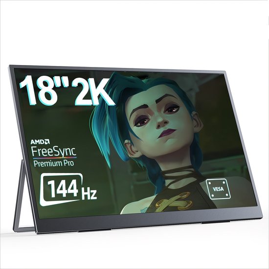 Gamingmonitor – Draagbare Monitor – Portable Scherm – USB-C Monitor – 2K Monitor – 18 Inch – 144Hz Verversing – 100% DCI-P3 Kleurenspraak