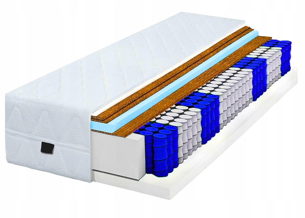 Zeer harde pocketvering matras 160x200 cm, 23 cm dik, 7 zones, 3x kokos