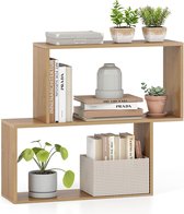 Uitbreidbaar bureau-boekenkast van hout, bureau-organizer, houten rek, tentoonstellingsrek – vrije stijl, echt natuurlijk rek, verstelbaar display- rek, wit