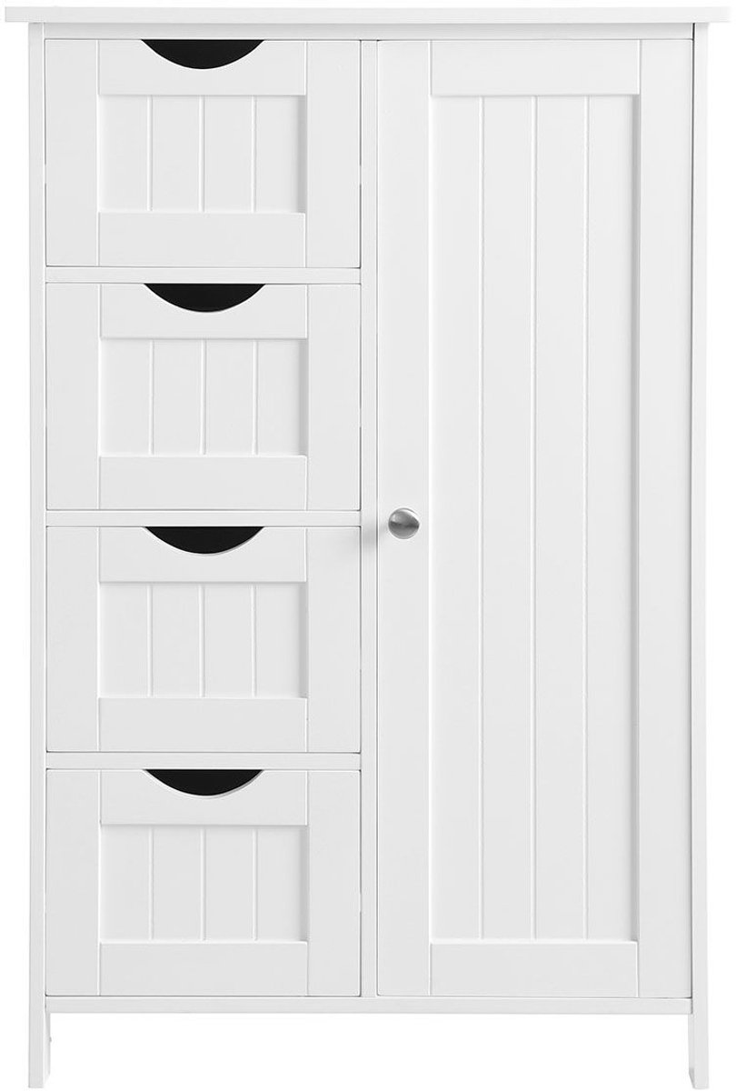 Badkamerkast Multifunctionele staande opbergkast Houten opbergmeubel 55x30x81cm Wit Verste