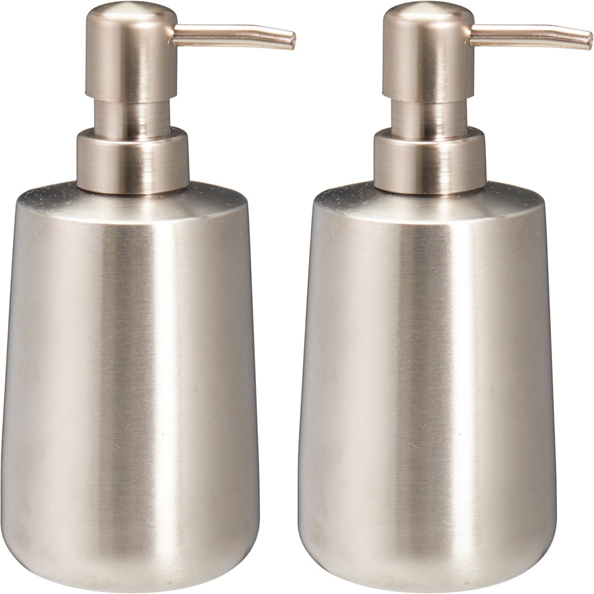 Bathroom Solutions Zeeppompje / Dispenser Artistic - 2x - rvs - zilver - 8 x 17 cm - 300 ml - badkamer/keuken accessoires