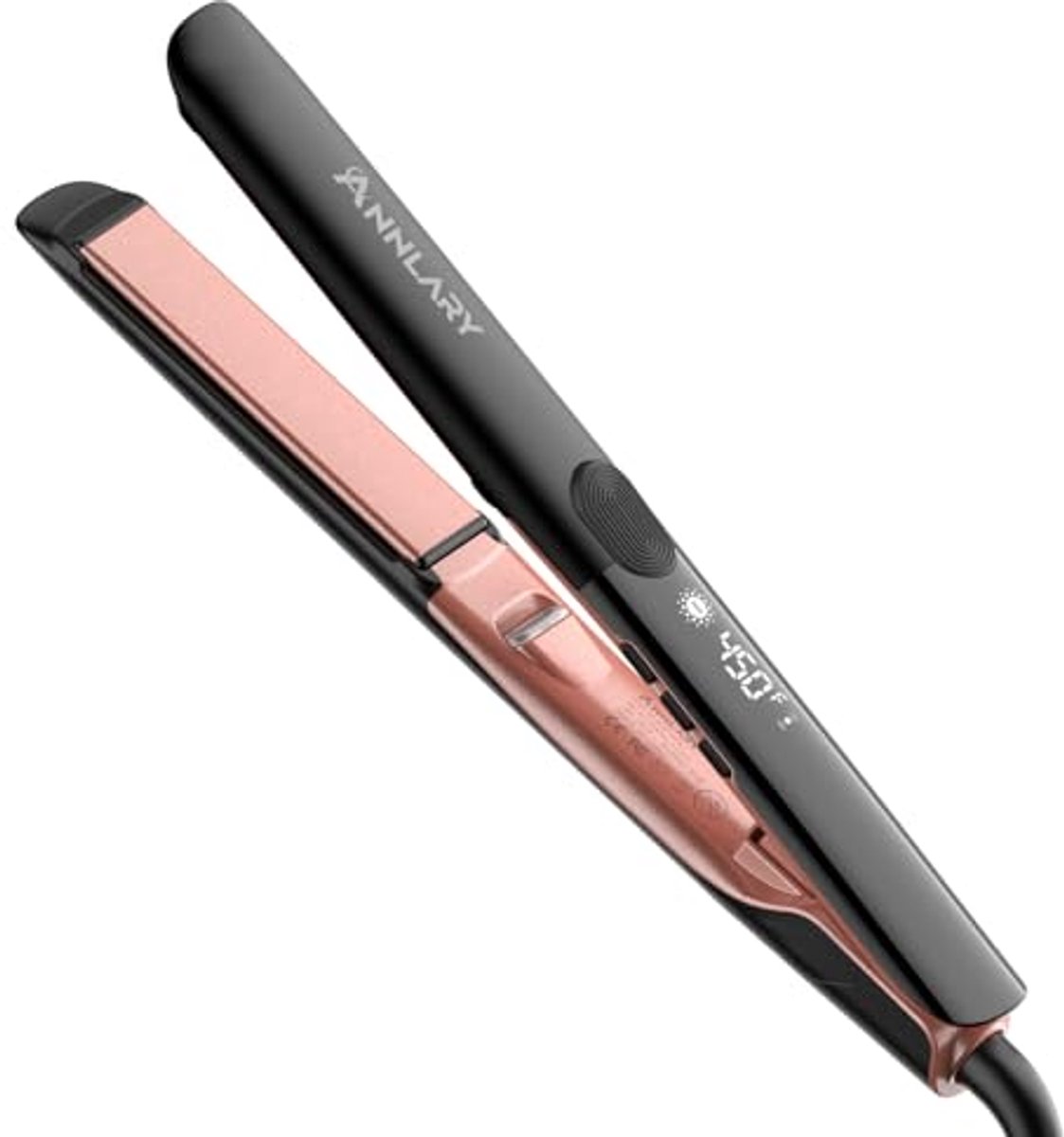 Annlary Stijltang, 2 inch platte ijzeren stijltang en krultang, 2 in 1, professionele keramische ionische dual-voltage stijltang met anti-ijzer siliconen voor minder kroes, glanzend en gladder haar