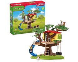 schleich FARM WORLD - Schleich Adventure Tree House Playset, 60-Piece Treehouse by Schleich FARM WORLD with Car Tire Swing, 2 Child Figures and Animal Figures, Schleich Animals for Children from 3