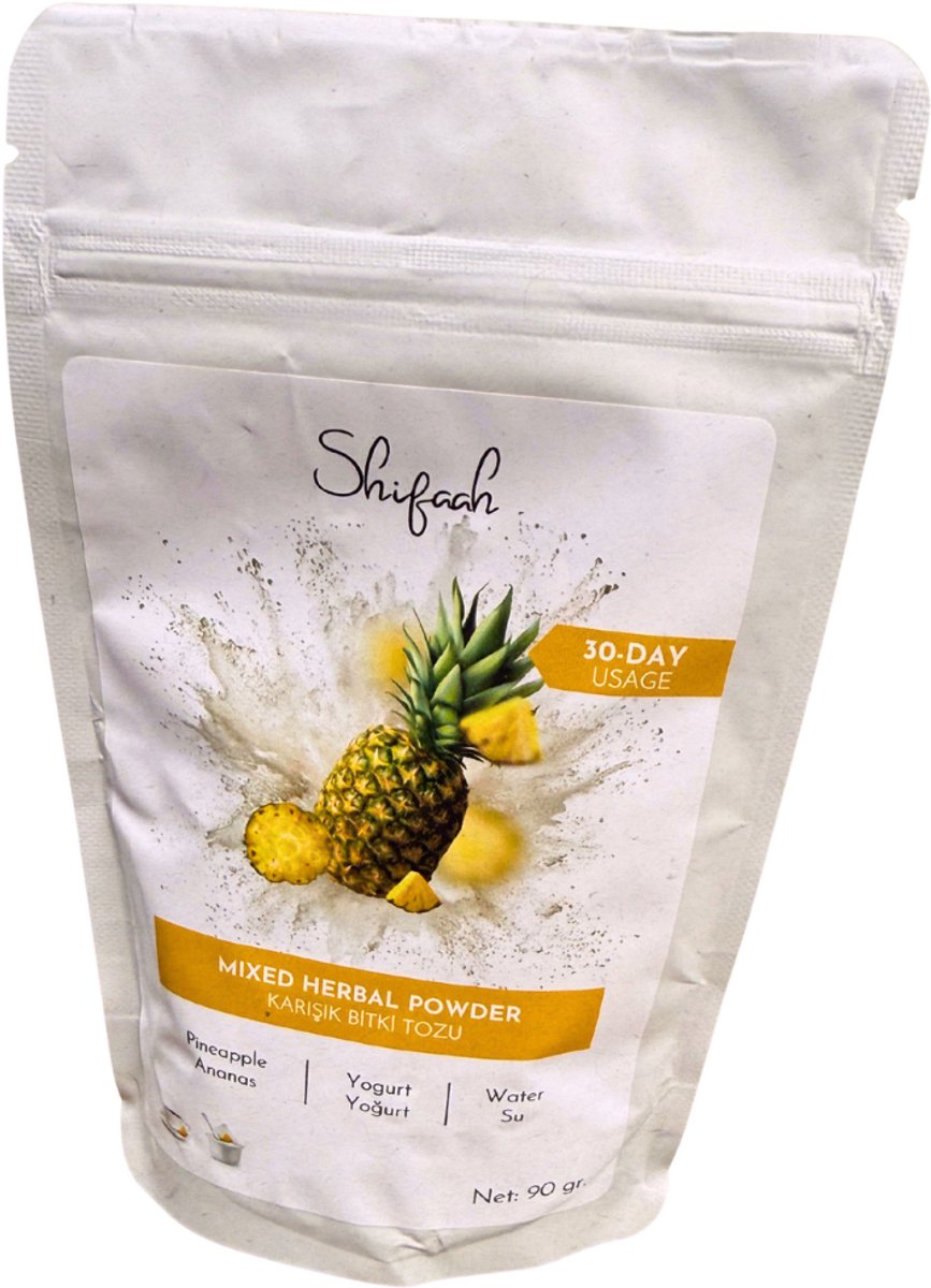 Shifaah Healthy Mix Poeder – 100% Natuurlijke Kruidenmix – Detox & Energie Boost – Met Ananas, Gember & Groene Thee – Zonder Toevoegingen – 200g