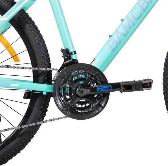 Bamcbase Sedona voorvering mountainbike - 27.5" - aluminium frame - 21 versnellingen - handrem - mechanische schijfremmen - Bell - spatborden - groen - Geschikt voor buitenactiviteiten in de lente van Bamcbase — afbeelding 3