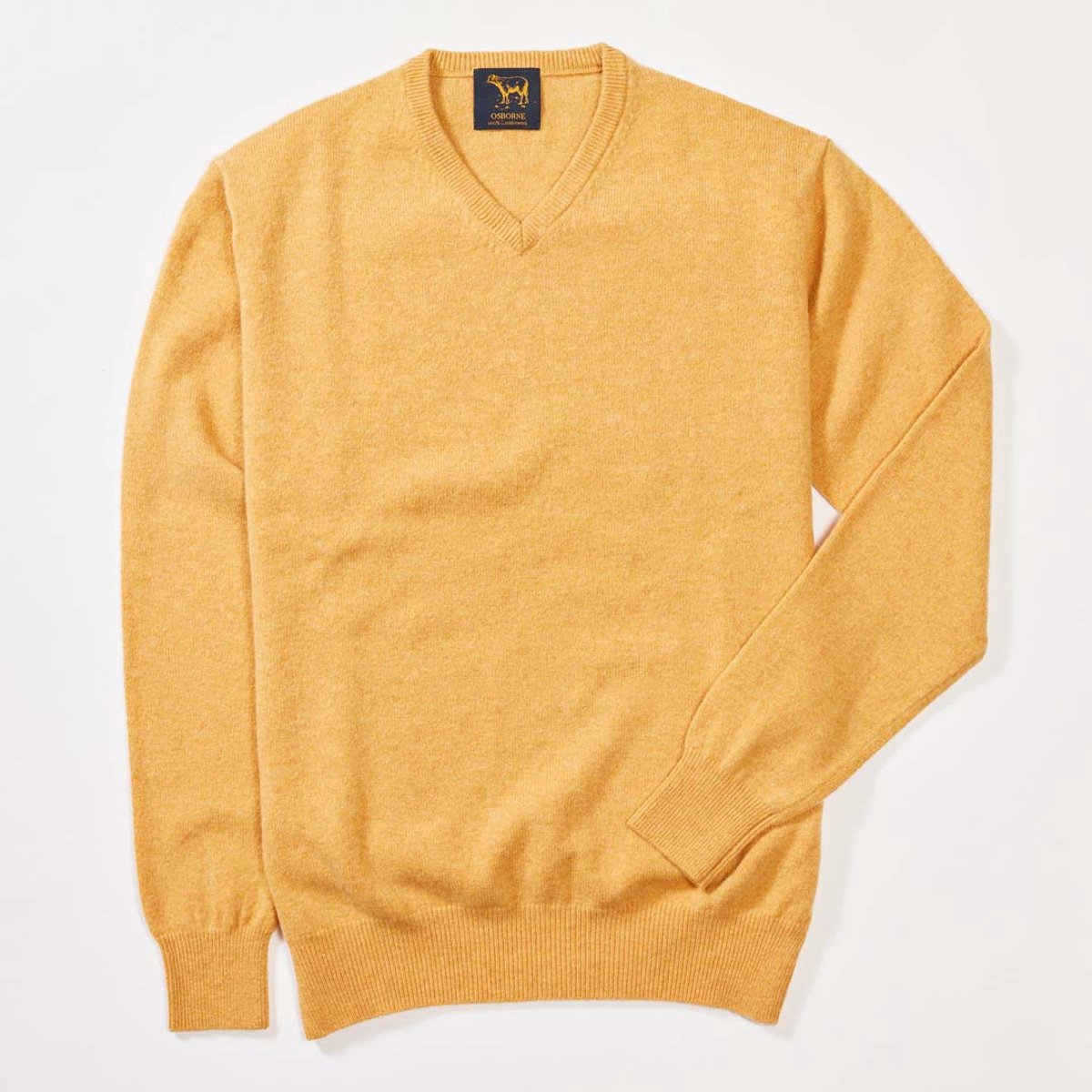 Osborne Knitwear Trui met V hals - Sweater heren in Lamswol - Pullover Heren - Mango - XL