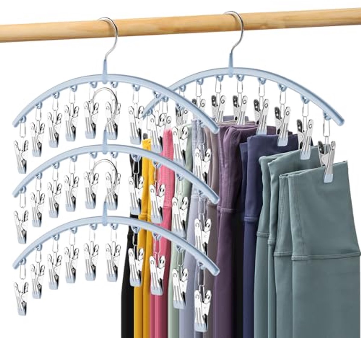 Ruimtebesparende Legging Organizer met Clips voor Kast - 4 Stuks