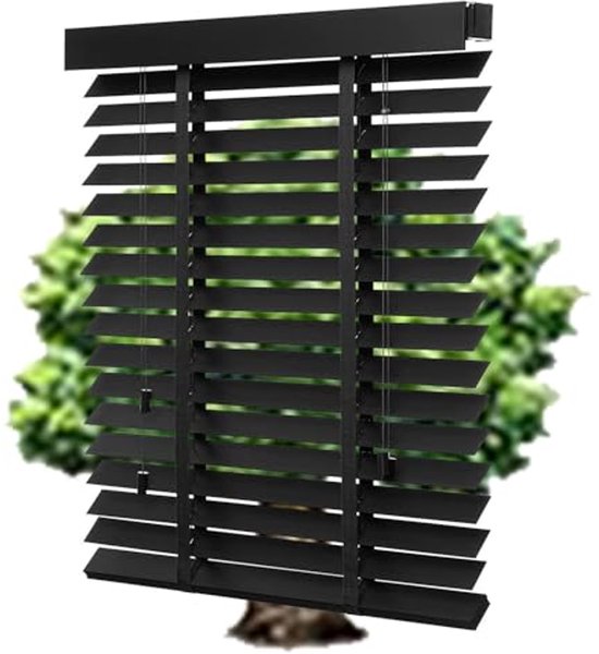 Decosol 947 jaloezie horizontaal hout mat zwart 180x220cm