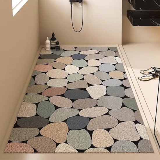 Pevfeciy Anti-slip Douchemat, Moderne Stijl, Zacht, Comfortabel, PVC Anti-slip Douchemat Met Afvoergaten, Hoge Waterdoorlatendheid, Geschikt Voor Natte Ruimtes, Kleur B, 80 x 120 cm