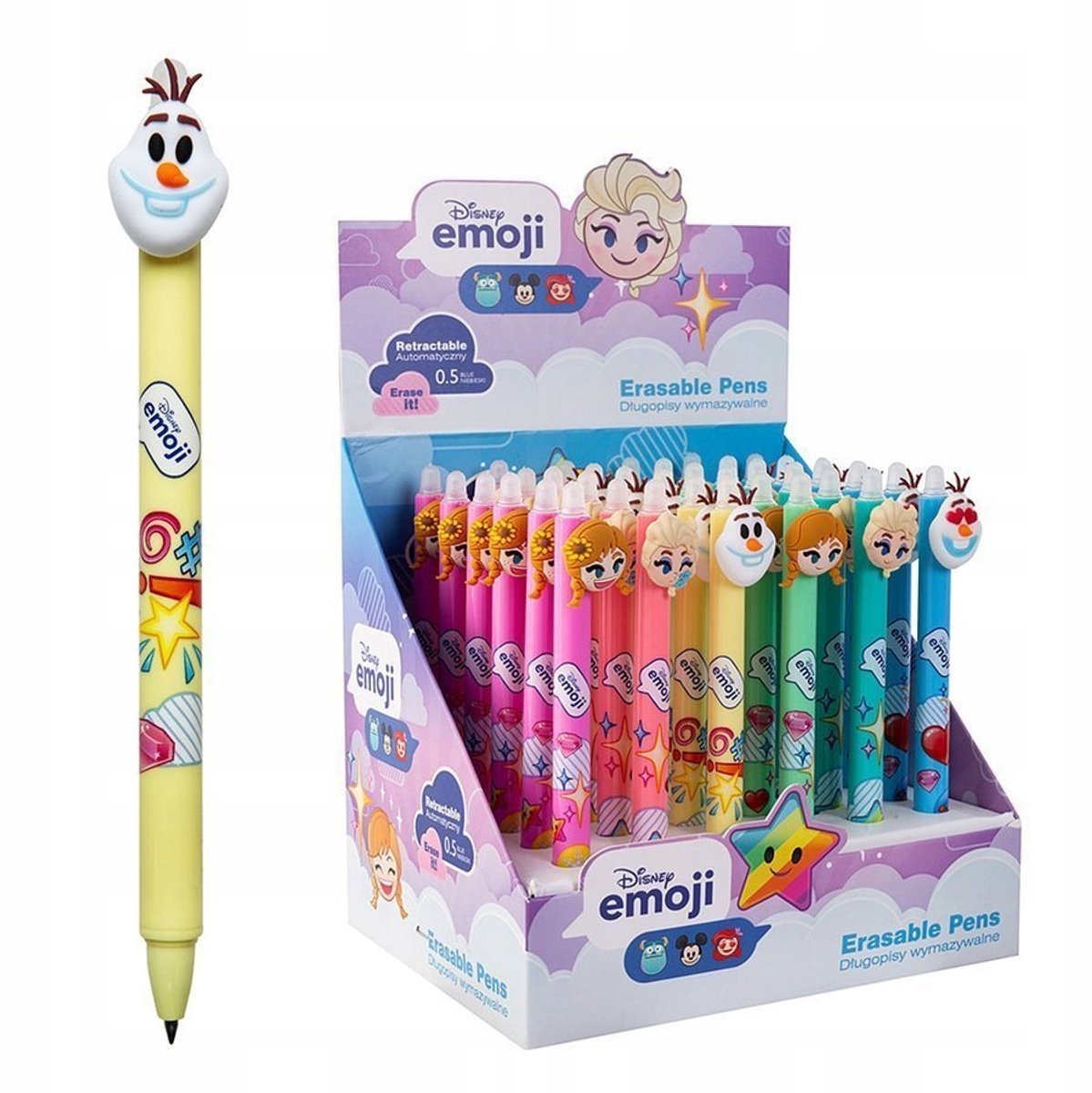 Colorino Olaf School Uitwisbare Pen - Geel, Blauwe Inkt, 0,5 mm