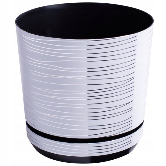 Dekor Pot 16 cm Wit met Zilveren Streep - Luxe Interieur | bol